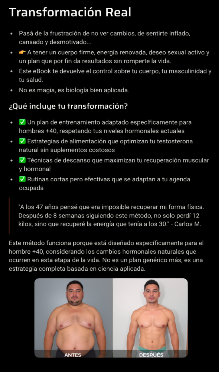 Como Recuperar  tu TESTOSTERONA Masculina despues de los 40.